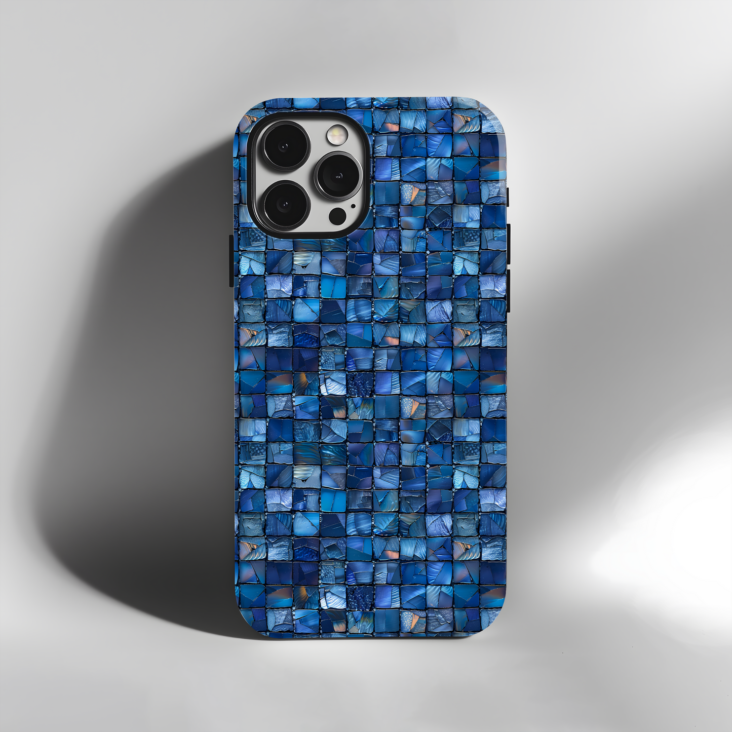 Blue Mosaic Phone Case – Abstract Glass Tile Pattern for iPhone & Samsung | Aesthetic Tough Protective Cover