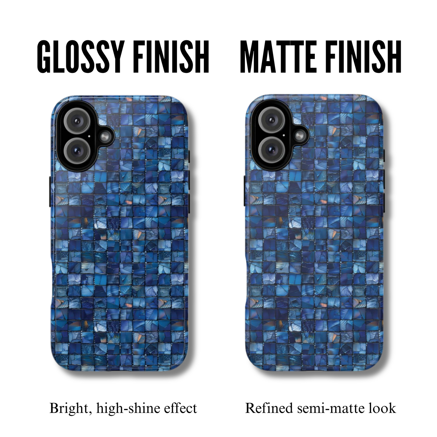 Blue Mosaic Phone Case – Abstract Glass Tile Pattern for iPhone & Samsung | Aesthetic Tough Protective Cover
