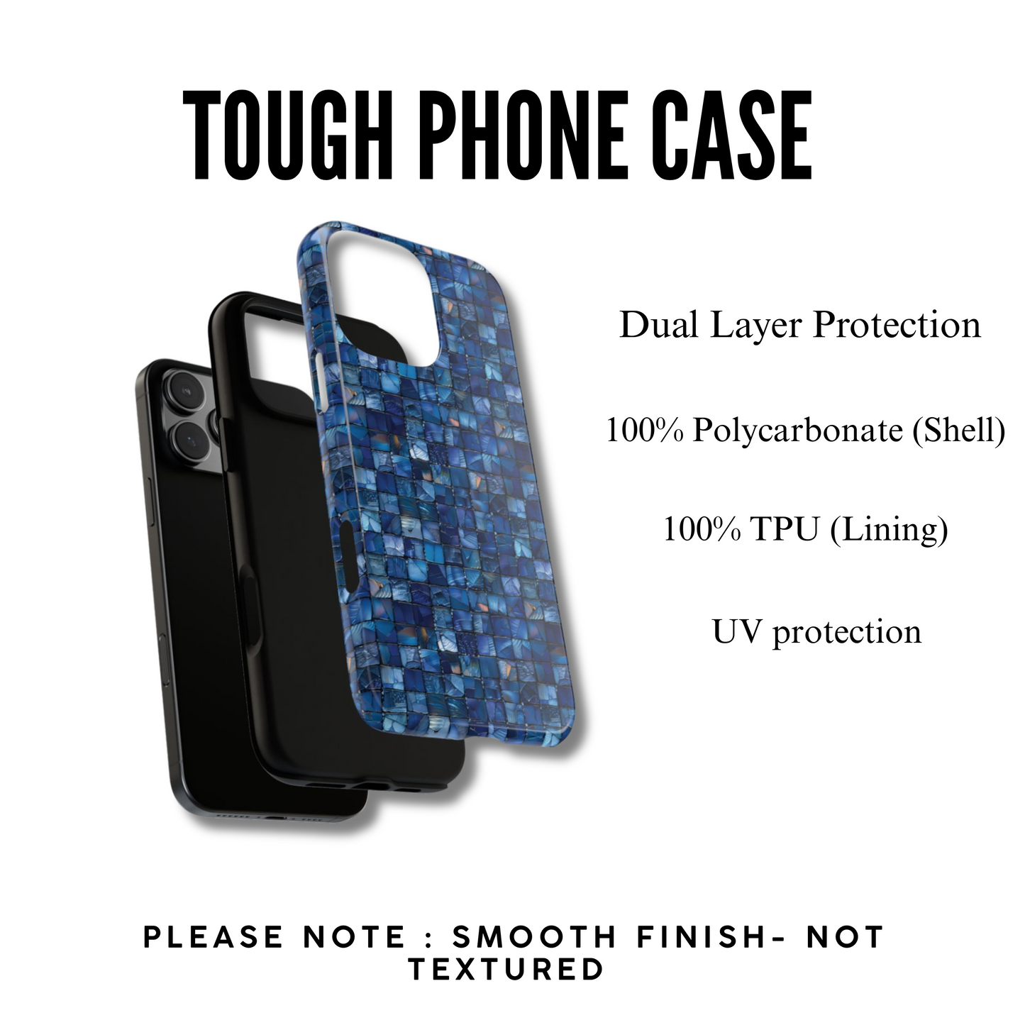Blue Mosaic Phone Case – Abstract Glass Tile Pattern for iPhone & Samsung | Aesthetic Tough Protective Cover