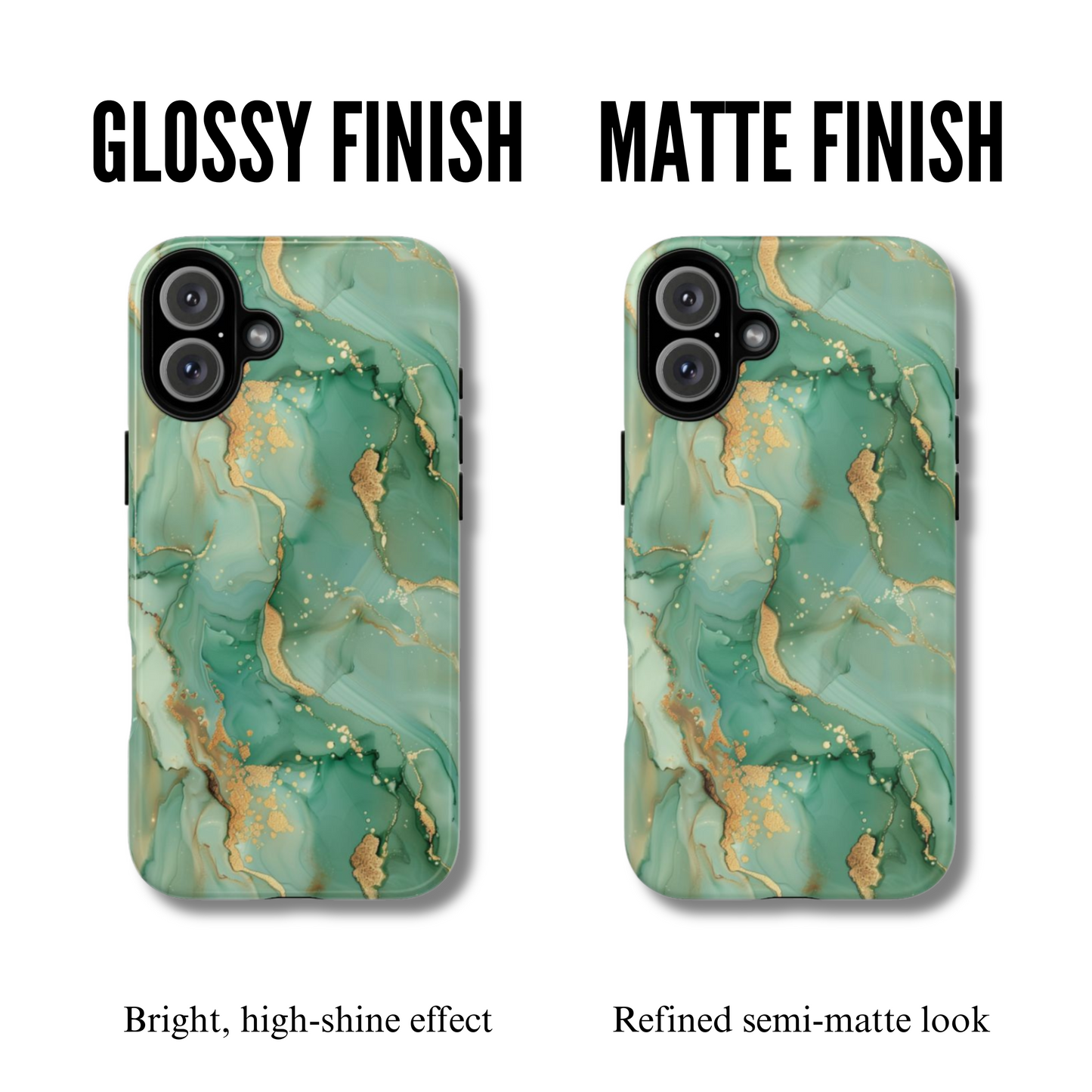 Emerald Green Marble Phone Case – Luxury Tough Cover for iPhone 14/15/16 & Samsung S25 | Glossy or Matte Finish
