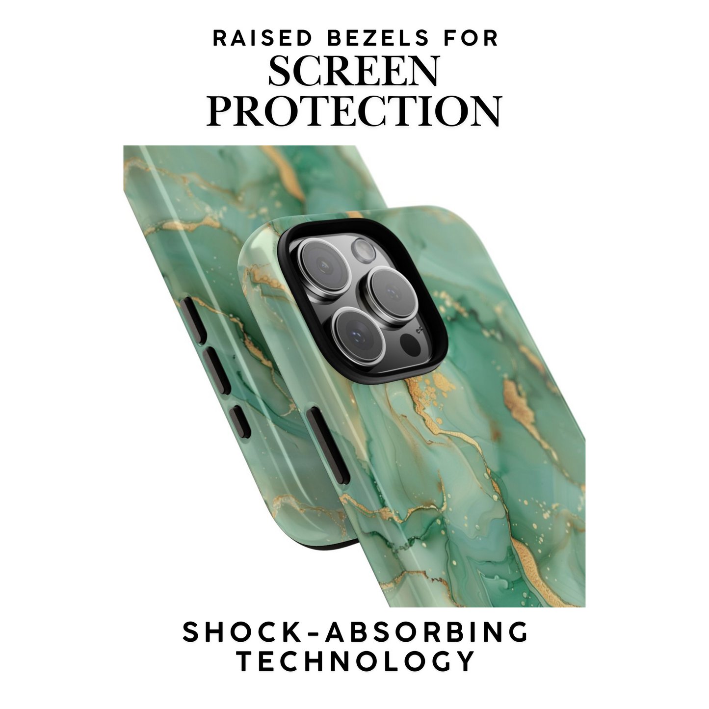 Emerald Green Marble Phone Case – Luxury Tough Cover for iPhone 14/15/16 & Samsung S25 | Glossy or Matte Finish