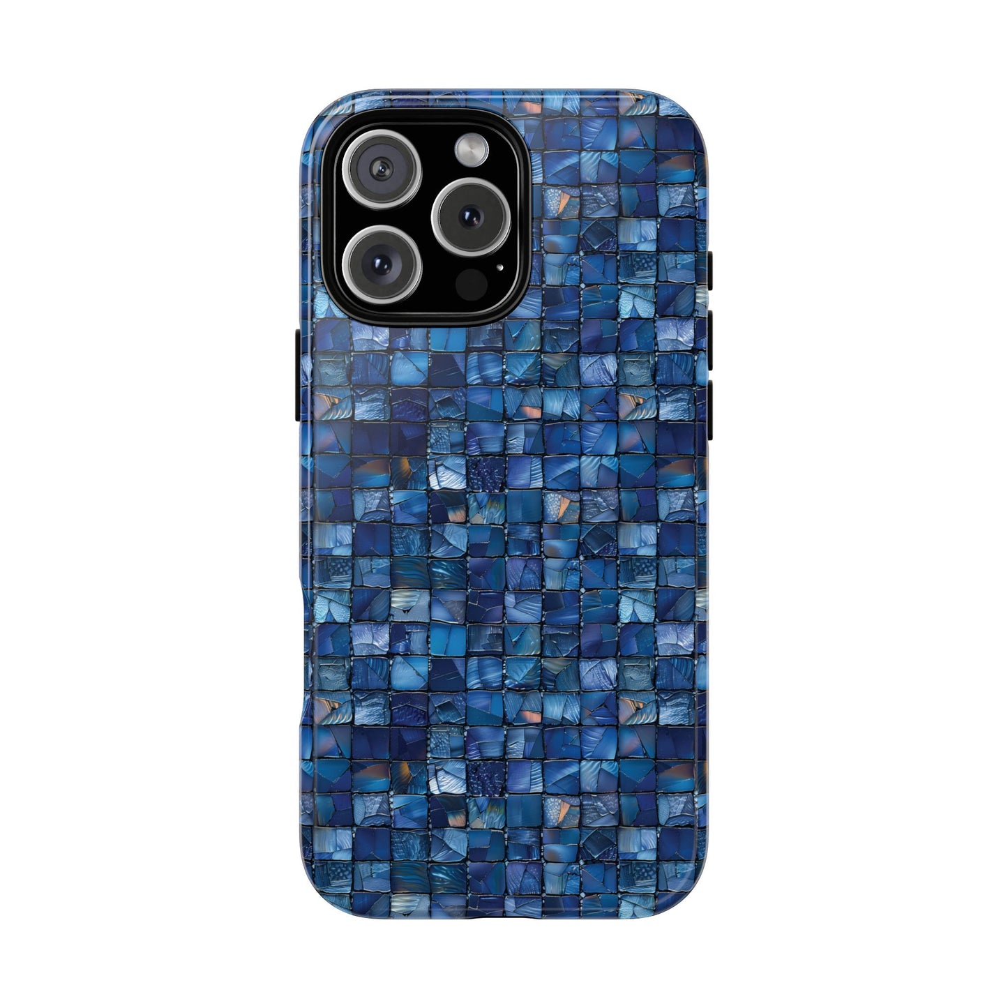 Blue Mosaic Phone Case – Abstract Glass Tile Pattern for iPhone & Samsung | Aesthetic Tough Protective Cover