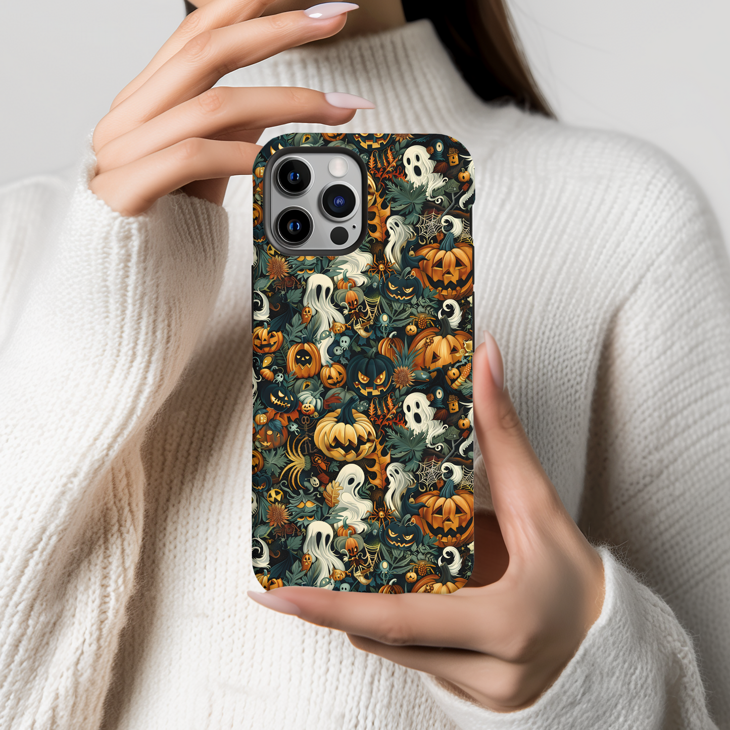 Spooky Halloween Phone Case β Ghosts & Pumpkins Design | iPhone 11β16 & Samsung S22+