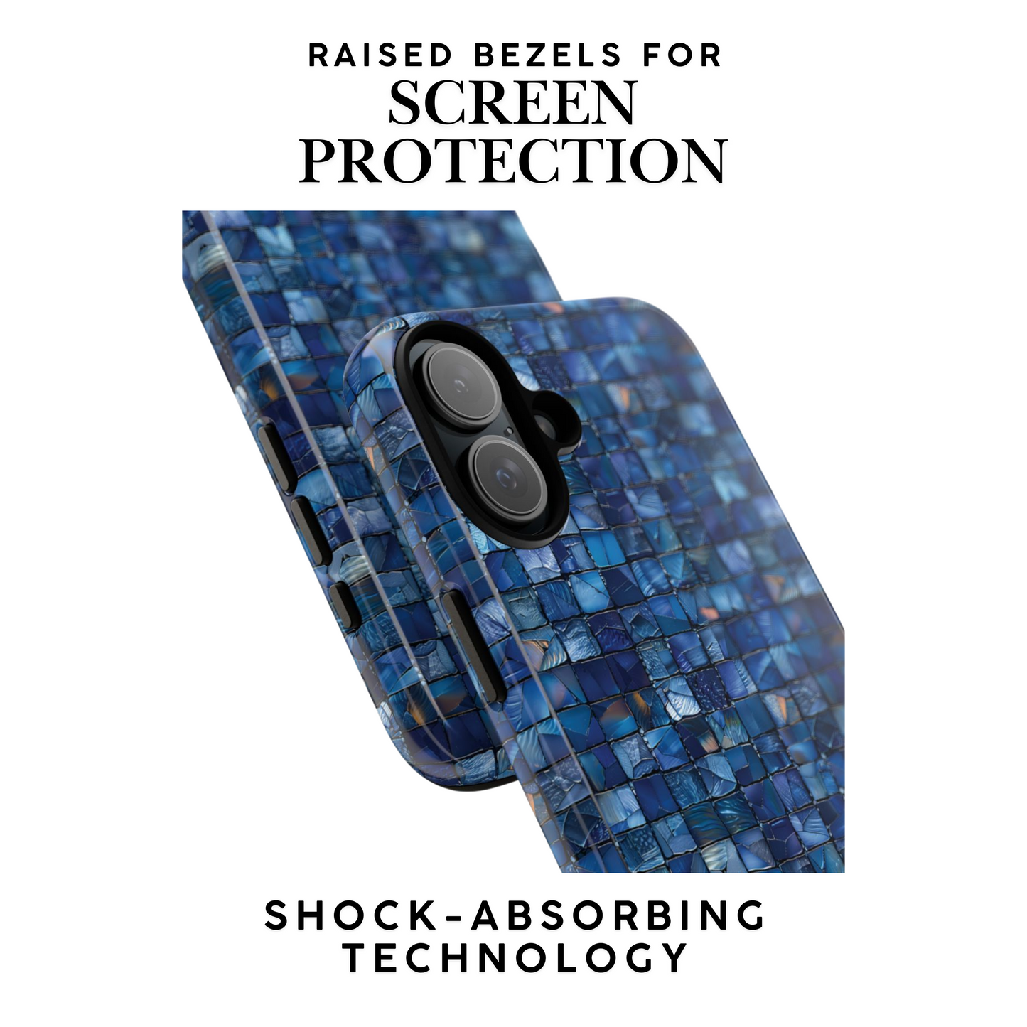 Blue Mosaic Phone Case – Abstract Glass Tile Pattern for iPhone & Samsung | Aesthetic Tough Protective Cover